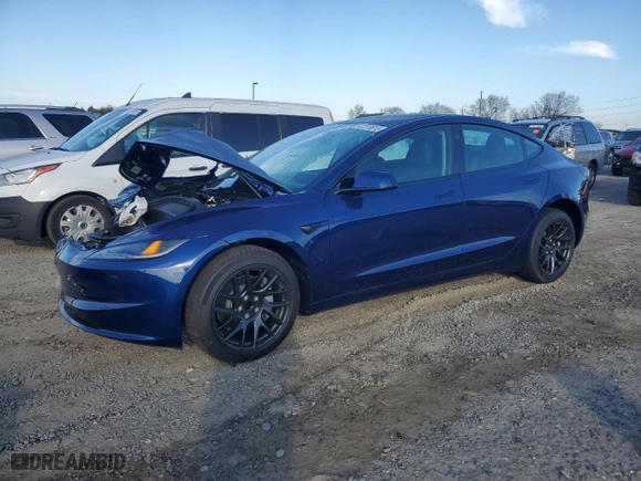 2025 Tesla Model 3 Long Range with VIN 5YJ3E1EA4SF920255, listed as a Copart auction lot 47213615 with 245 mi miles and Salvage Title. Bid and sale history available at carsss.com. Image 1.
