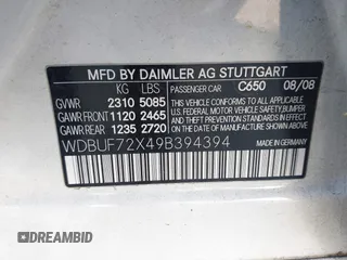 2009 Mercedes-Benz E-Class Sport 5.5L with VIN WDBUF72X49B394394, listed as a IAAI auction lot 41367768 with 247,533 mi miles. Bid and sale history available at carsss.com. Image 9.