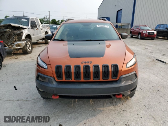 2015 Jeep Cherokee Trailhawk with VIN 1C4PJMBS0FW675807, listed as a Copart auction lot 58800615 with 109,019 mi miles and Salvage title. Bid and sale history available at DreamBid. Image 5.