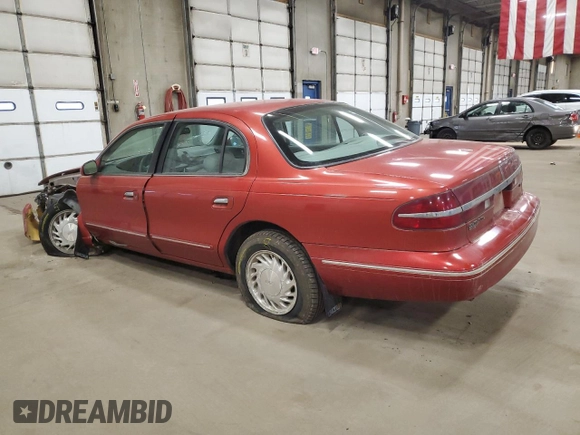 1997 Lincoln Continental with VIN 1LNLM97V9VY616128, listed as a Copart auction lot 48687805 with 61,591 mi miles and Salvage Title. Bid and sale history available at carsss.com. Image 2.