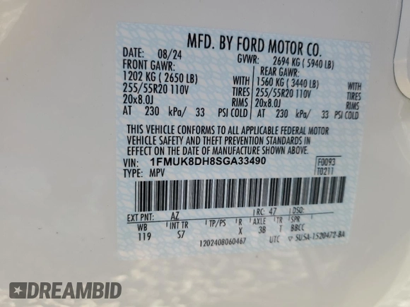 2025 Ford Explorer Active with VIN 1FMUK8DH8SGA33490, listed as a Copart auction lot 70244324 with 79 mi miles and Salvage Title. Bid and sale history available at carsss.com. Image 13.