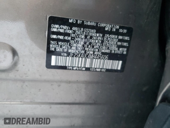 2021 Subaru Forester Limited with VIN JF2SKAUC4MH445606, listed as a Copart auction lot 41607765 with 73,017 mi miles and Salvage Title. Bid and sale history available at carsss.com. Image 12.