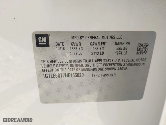 2017 Chevrolet Malibu LT with VIN 1G1ZE5ST7HF165820, listed as a IAAI auction lot 41211704 with 230,505 mi miles. Bid and sale history available at carsss.com. Image 9.