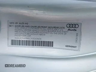2012 Audi A5 2.0T Premium with VIN WAUCFAFR4CA000909, listed as a IAAI auction lot 41343669 with 193,211 mi miles. Bid and sale history available at carsss.com. Image 9.
