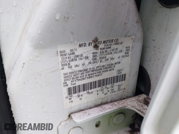 2011 Ford F-250 XL с VIN 1FT7W2BTXBEC10417, выставлен на аукционе IAAI как лот 42156952 с пробегом 206 082 миль миль и . История ставок и продаж доступна на DreamBid. Изображение 9.
