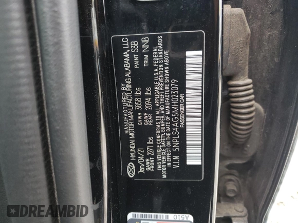 2021 Hyundai Elantra SEL with VIN 5NPLS4AG5MH023079, listed as a Copart auction lot 46141644 with 77,609 mi miles and Salvage Title. Bid and sale history available at carsss.com. Image 12.