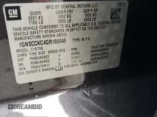 2016 Chevrolet Tahoe LTZ with VIN 1GNSCCKC4GR189046, listed as a Copart auction lot 55443015 with Not provided miles and Salvage title. Bid and sale history available at DreamBid. Image 13.