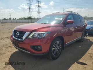 2017 Nissan Pathfinder Platinum with VIN 5N1DR2MM4HC642064, listed as a Copart auction lot 56838385 with 82,625 mi miles and Salvage title. Bid and sale history available at DreamBid. Image 1.