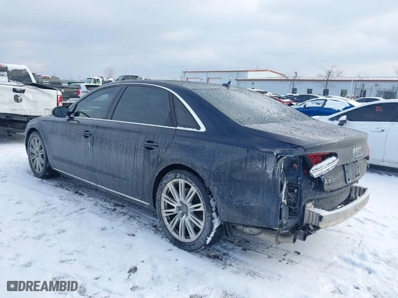 2014 Audi A8 L 4.0T with VIN WAUR2AFD6EN006040, listed as a IAAI auction lot 41408135 with 76,599 mi miles. Bid and sale history available at carsss.com. Image 3.