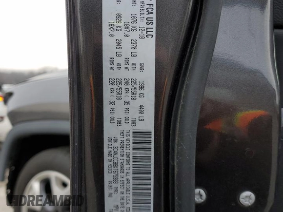2019 Jeep Compass Limited with VIN 3C4NJCCB8KT675988, listed as a Copart auction lot 43600735 with 107,775 mi miles and Salvage Title. Bid and sale history available at carsss.com. Image 13.