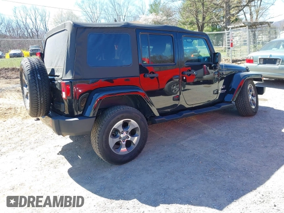 2017 Jeep Wrangler Unlimited Sahara with VIN 1C4BJWEG4HL605843, listed as a IAAI auction lot 41883085 with 93,752 mi miles. Bid and sale history available at carsss.com. Image 4.