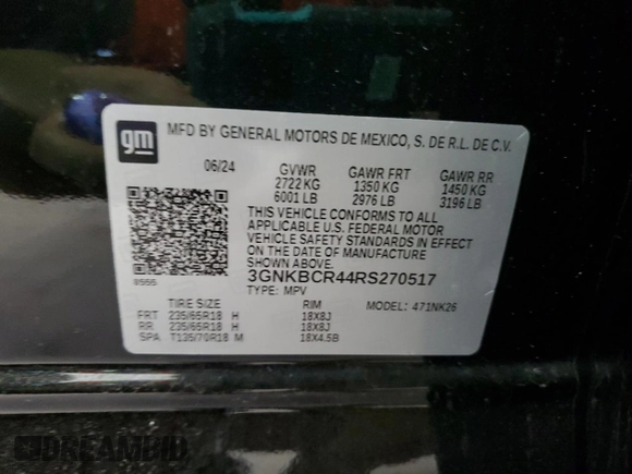 2024 Chevrolet Blazer LT with VIN 3GNKBCR44RS270517, listed as a Copart auction lot 51773935 with 11,055 mi miles and Non repairable. Bid and sale history available at DreamBid. Image 13.