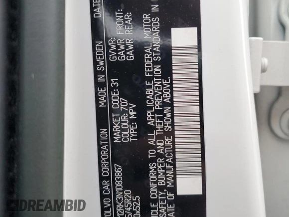 2022 Volvo XC60 Momentum z VIN YV4L12RK3N1083867, wystawiony jako Copart lot #51636235 z przebiegiem 30 390 mil mil oraz Szkody całkowita. Historia ofert i sprzedaży dostępna na DreamBid. Obrazek 14.