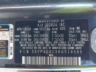 2024 Kia Telluride EX X-Line z VIN 5XYP3DGC3RG519595, wystawiony jako IAAI lot #41377285 z przebiegiem 18 313 mil mil oraz . Historia ofert i sprzedaży dostępna na DreamBid. Obrazek 9.