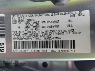 2023 Toyota Tacoma SR z VIN 3TMCZ5AN0PM538974, wystawiony jako IAAI lot #42510020 z przebiegiem 31 281 mil mil oraz . Historia ofert i sprzedaży dostępna na DreamBid. Obrazek 9.