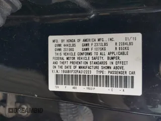 2015 Acura TLX with VIN 19UUB1F32FA012223, listed as a IAAI auction lot 42117045 with 146,877 mi miles and . Bid and sale history available at DreamBid. Image 9.
