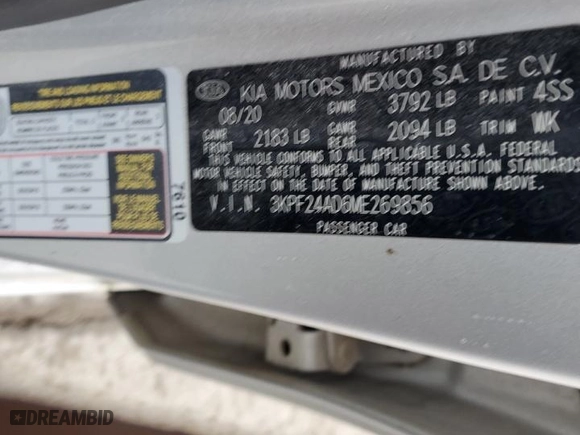2021 Kia Forte LXS with VIN 3KPF24AD6ME269856, listed as a Copart auction lot 86760264 with 100,691 mi miles and Salvage Title. Bid and sale history available at carsss.com. Image 14.