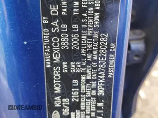 2018 Kia Forte LX with VIN 3KPFK4A78JE280282, listed as a Copart auction lot 52081785 with 75,515 mi miles and Salvage Title. Bid and sale history available at DreamBid. Image 12.