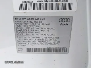 2013 Audi Q7 Premium Plus z VIN WA1LGAFE7DD005481, wystawiony jako IAAI lot #42411987 z przebiegiem Nie podano mil oraz . Historia ofert i sprzedaży dostępna na DreamBid. Obrazek 9.