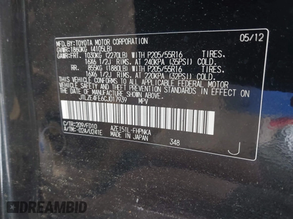2012 Scion xB z VIN JTLZE4FE6CJ017939, wystawiony jako IAAI lot #42285977 z przebiegiem 107 244 mil mil oraz . Historia ofert i sprzedaży dostępna na DreamBid. Obrazek 9.