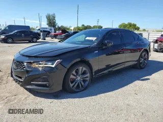 2023 Acura TLX w/A-Spec Package with VIN 19UUB6F56PA005565, listed as a Copart auction lot 73971534 with 19,087 mi miles and Salvage Title. Bid and sale history available at carsss.com. Image 1.