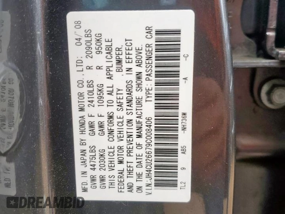 2009 Acura TSX with VIN JH4CU26679C008406, listed as a Copart auction lot 60284315 with 106,935 mi miles and Clean title. Bid and sale history available at DreamBid. Image 12.
