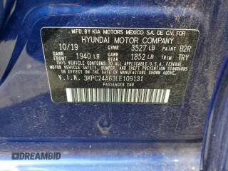 2020 Hyundai Accent SE with VIN 3KPC24A63LE109131, listed as a Copart auction lot 60402133 with 54,164 mi miles. Bid and sale history available at carsss.com. Image 12.