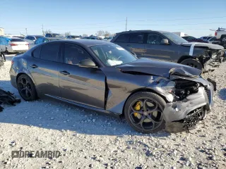 2020 Alfa Romeo Giulia Ti Sport with VIN ZARFAMBN6L7625687, listed as a Copart auction lot 87106034 with Not provided miles and Salvage title. Bid and sale history available at DreamBid. Image 4.