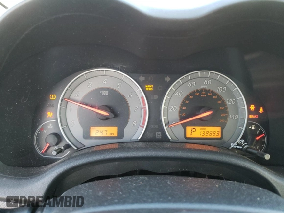 2010 Toyota Corolla with VIN 1NXBU4EE1AZ300905, listed as a Copart auction lot 70497394 with 139,883 mi miles and Salvage Title. Bid and sale history available at carsss.com. Image 9.