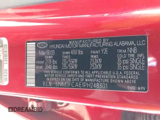 2023 Hyundai Tucson SEL with VIN 5NMJFCAE1PH248301, listed as a IAAI auction lot 41969468 with 7,459 mi miles and . Bid and sale history available at DreamBid. Image 9.