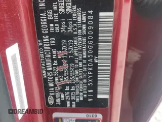 2016 Kia Sorento SX with VIN 5XYPKDA50GG009084, listed as a Copart auction lot 64290825 with Not provided miles and Clean title. Bid and sale history available at DreamBid. Image 13.