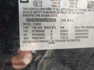 2014 Chevrolet Suburban LTZ with VIN 1GNSCKE08ER220808, listed as a IAAI auction lot 42022477 with 192,488 mi miles and . Bid and sale history available at DreamBid. Image 9.