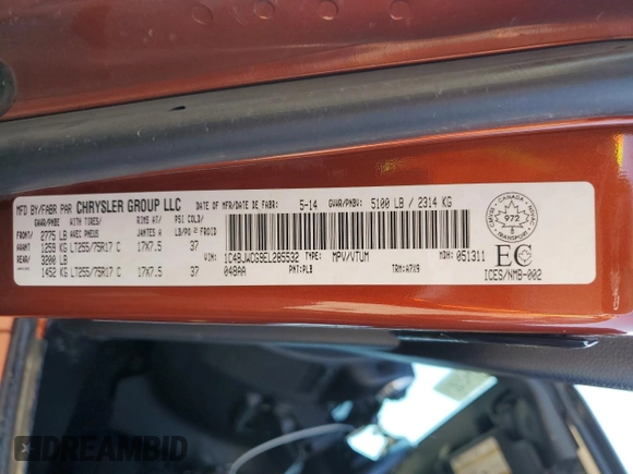 2014 Jeep Wrangler Rubicon with VIN 1C4BJWCG9EL285532, listed as a Copart auction lot 56548325 with 100,032 mi miles and Salvage title. Bid and sale history available at DreamBid. Image 13.