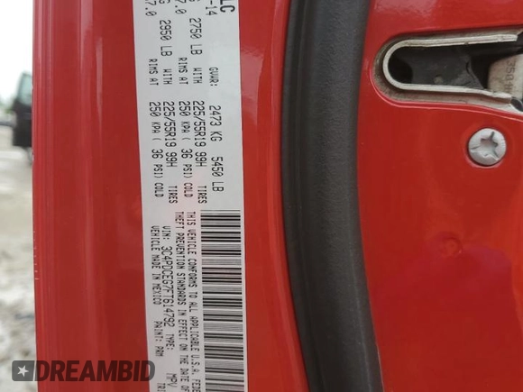 2015 Dodge Journey R/T with VIN 3C4PDCEG7FT614792, listed as a Copart auction lot 57135825 with 165,912 mi miles and Salvage title. Bid and sale history available at DreamBid. Image 13.