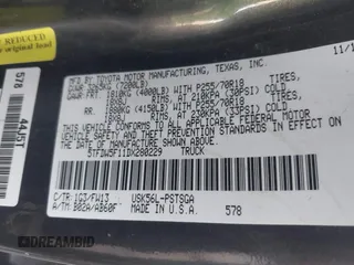2013 Toyota Tundra 4WD Truck with VIN 5TFDW5F11DX280229, listed as a IAAI auction lot 41748326 with 183,953 mi miles. Bid and sale history available at carsss.com. Image 9.