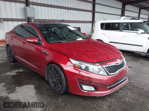 2014 Kia Optima SX Turbo with VIN 5XXGR4A60EG286453, listed as a IAAI auction lot 41661379 with 163,206 mi miles and . Bid and sale history available at DreamBid. Image 1.