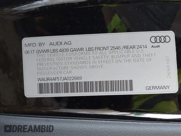 2018 Audi S5 Prestige z VIN WAUR4AF57JA022669, wystawiony jako IAAI lot #42214611 z przebiegiem 44 856 mil mil oraz . Historia ofert i sprzedaży dostępna na DreamBid. Obrazek 9.