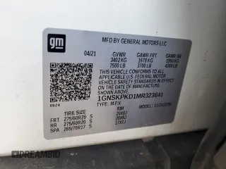 2021 Chevrolet Tahoe Z71 z VIN 1GNSKPKD1MR323641, wystawiony jako Copart lot #60993815 z przebiegiem 78 745 mil mil oraz Szkoda całkowita • Salvage title. Historia ofert i sprzedaży dostępna na DreamBid. Obrazek 12.