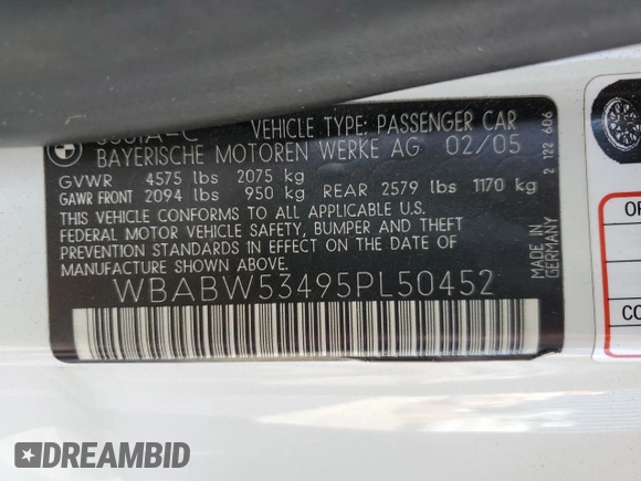 2005 BMW 3 Series 330Ci with VIN WBABW53495PL50452, listed as a Copart auction lot 42294635 with 98,006 mi miles and Non Repairable. Bid and sale history available at carsss.com. Image 13.
