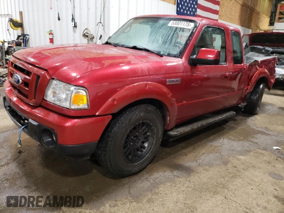 2010 Ford Ranger XLT with VIN 1FTLR4FE4APA74768, listed as a Copart auction lot 53001175 with 105,193 mi miles and Salvage Title. Bid and sale history available at carsss.com. Image 1.