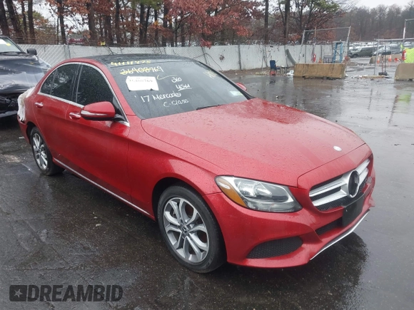 2017 Mercedes-Benz C 300 with VIN 55SWF4KB9HU212762, listed as a IAAI auction lot 41111475 with 88,849 mi miles and . Bid and sale history available at DreamBid. Image 1.