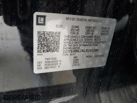 2020 Cadillac Escalade Luxury z VIN 1GYS3BKJXLR241205, wystawiony jako Copart lot #56461705 z przebiegiem 37 818 mil mil oraz Szkoda całkowita • Salvage title. Historia ofert i sprzedaży dostępna na DreamBid. Obrazek 13.