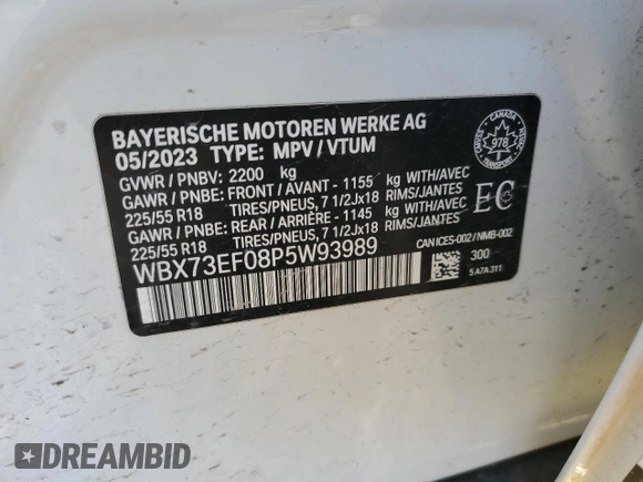 2023 BMW X1 xDrive28i z VIN WBX73EF08P5W93989, wystawiony jako Copart lot #51794235 z przebiegiem 43 271 mil mil oraz Czysty tytuł • Clean title. Historia ofert i sprzedaży dostępna na DreamBid. Obrazek 14.