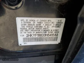 2003 Honda Pilot EX with VIN 2HKYF18633H541583, listed as a Copart auction lot 45455475 with 0 mi miles and Salvage Title. Bid and sale history available at carsss.com. Image 13.