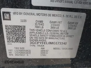 2021 Chevrolet Silverado 1500 LT Trail Boss with VIN 3GCPYFEL0MG173340, listed as a IAAI auction lot 38840038 with 57,253 mi miles and . Bid and sale history available at DreamBid. Image 9.