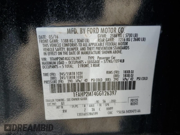 2016 Ford Police Interceptor with VIN 1FAHP2MT4GG126397, listed as a Copart auction lot 54899325 with 145,053 mi miles and Salvage title. Bid and sale history available at DreamBid. Image 12.