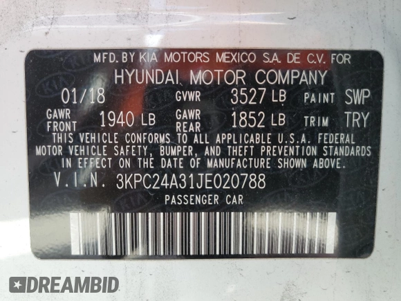 2018 Hyundai Accent SEL with VIN 3KPC24A31JE020788, listed as a Copart auction lot 70532873 with 149,126 mi miles. Bid and sale history available at carsss.com. Image 14.