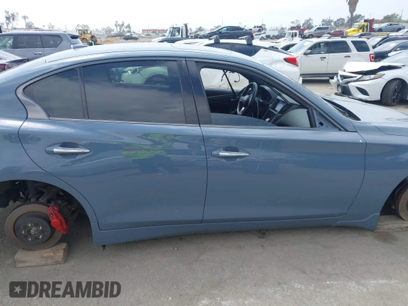 2022 Infiniti Q50 Red Sport 400 with VIN JN1FV7DP3NM370129, listed as a IAAI auction lot 42117906 with 58,607 mi miles and . Bid and sale history available at DreamBid. Image 14.