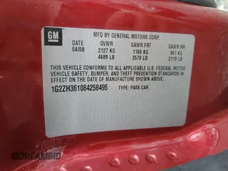 2008 Pontiac G6 GT with VIN 1G2ZH361084258495, listed as a Copart auction lot 42101755 with 68,086 mi miles and Salvage title. Bid and sale history available at DreamBid. Image 13.