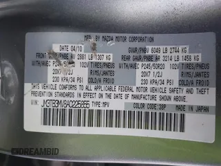 2010 Mazda CX-9 Touring with VIN JM3TB3MV8A0225855, listed as a IAAI auction lot 41826707 with 181,921 mi miles and . Bid and sale history available at carsss.com. Image 9.